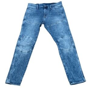 G-Star RAW Mens 5620 3D Skinny Jeans 32x30 Light Vintage Moto Biker Denim